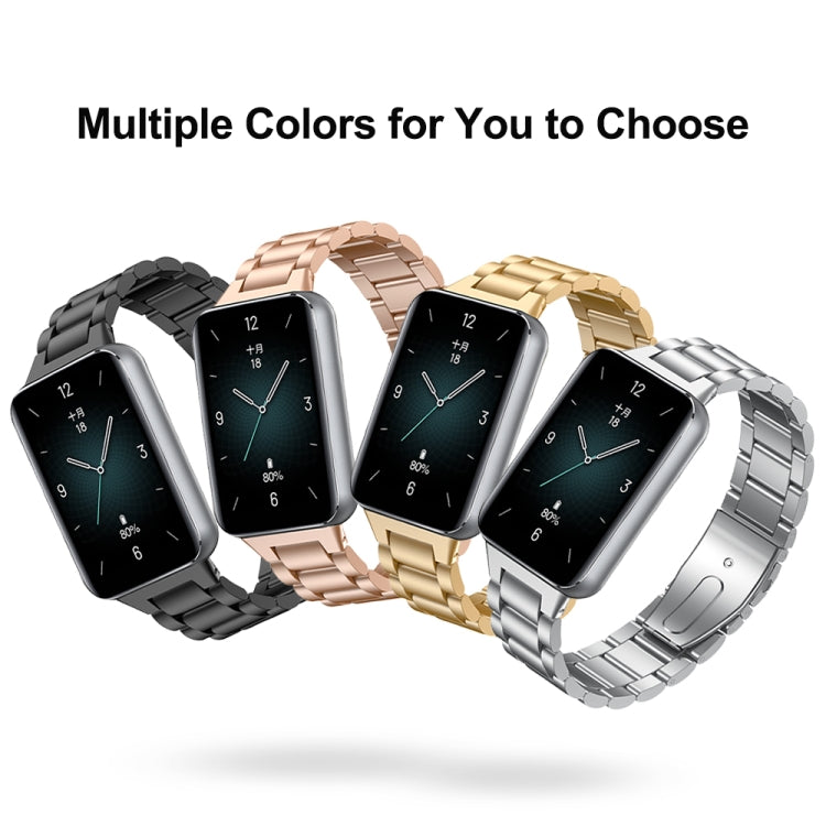 For Honor Band 9 Three Strains Metal Watch Band(Rose Gold) - Watch Bands by PMC Jewellery | Online Shopping South Africa | PMC Jewellery