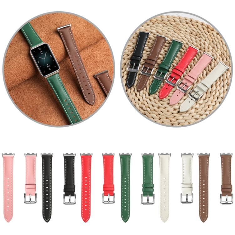 For Honor Band 9 Genuine Leather Watch Band(Red) - Watch Bands by PMC TechLife | Online Shopping South Africa | PMC TechLife