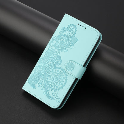 For iPhone SE 2024 Datura Flower Embossed Flip Leather Phone Case(Light Blue) - More iPhone Cases by PMC Jewellery | Online Shopping South Africa | PMC Jewellery | Buy Now Pay Later Mobicred