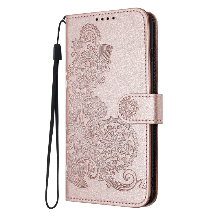 For iPhone SE 2024 Datura Flower Embossed Flip Leather Phone Case(Rose Gold) - More iPhone Cases by PMC Jewellery | Online Shopping South Africa | PMC Jewellery | Buy Now Pay Later Mobicred