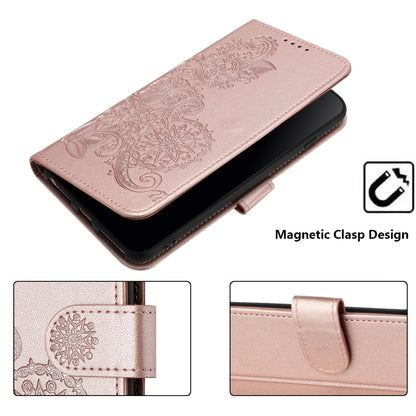 For iPhone SE 2024 Datura Flower Embossed Flip Leather Phone Case(Rose Gold) - More iPhone Cases by PMC Jewellery | Online Shopping South Africa | PMC Jewellery | Buy Now Pay Later Mobicred