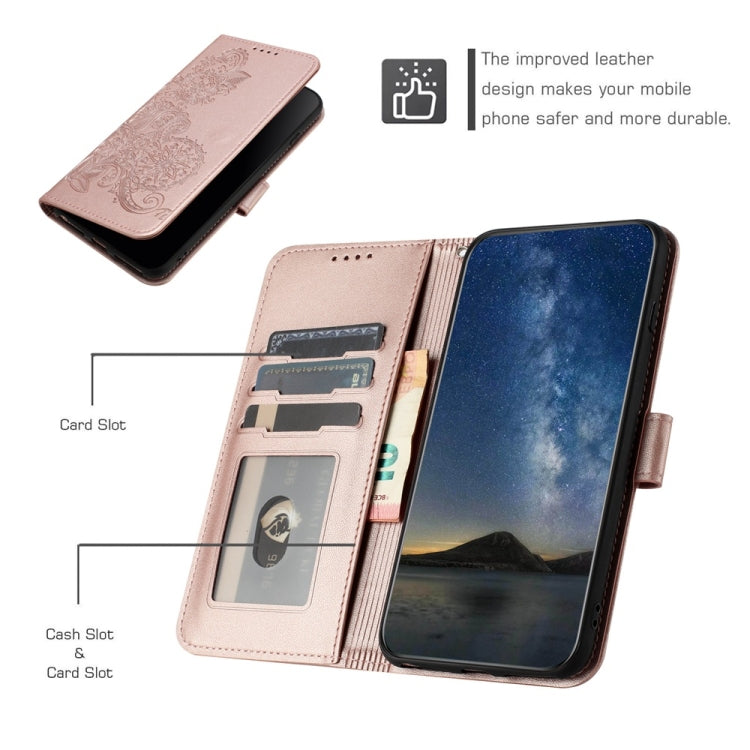 For iPhone 16 Pro Datura Flower Embossed Flip Leather Phone Case(Rose Gold) - iPhone 16 Pro Cases by PMC TechLife | Online Shopping South Africa | PMC TechLife | Buy Now Pay Later Mobicred
