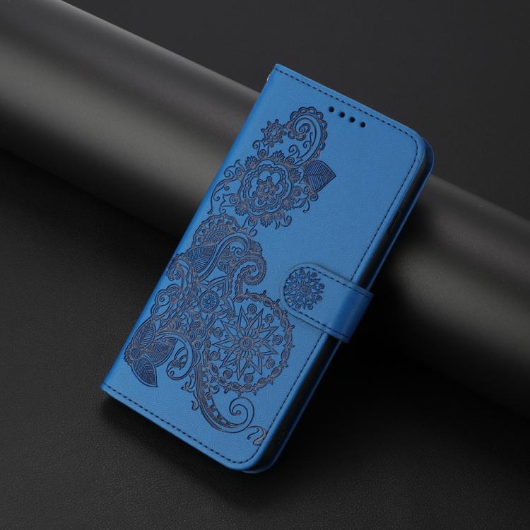 For iPhone 17 Pro Max Datura Flower Embossed Flip Leather Phone Case(Blue) - free shipping - PMc TechLife - Order now!