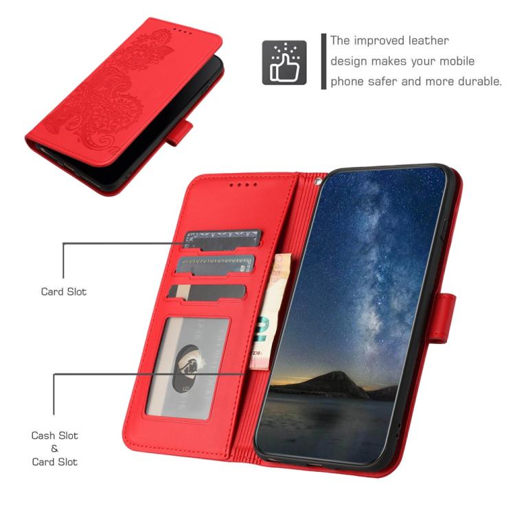 For iPhone 17 Pro Max Datura Flower Embossed Flip Leather Phone Case(Red) - free shipping - PMc TechLife - Order now!