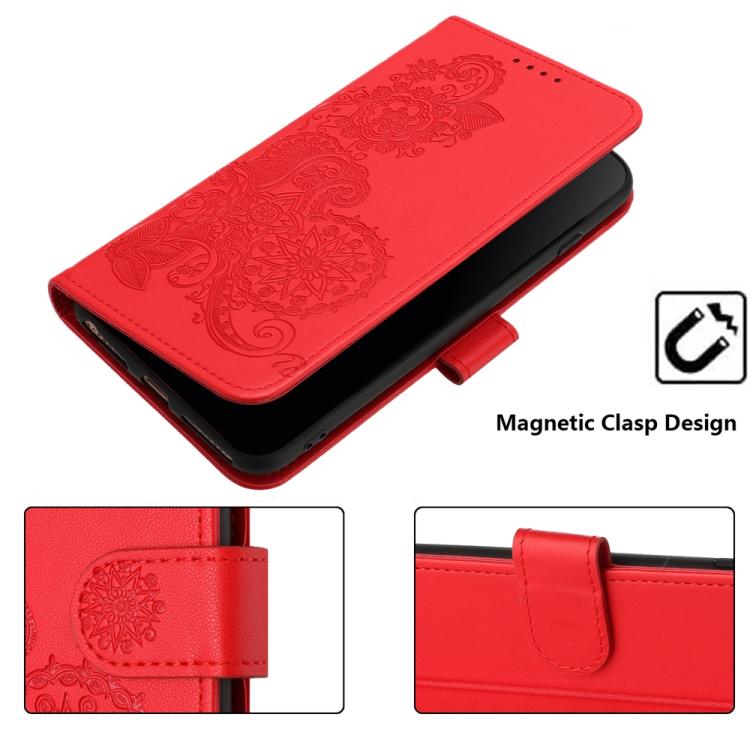 For iPhone 17 Pro Max Datura Flower Embossed Flip Leather Phone Case(Red) - free shipping - PMc TechLife - Order now!