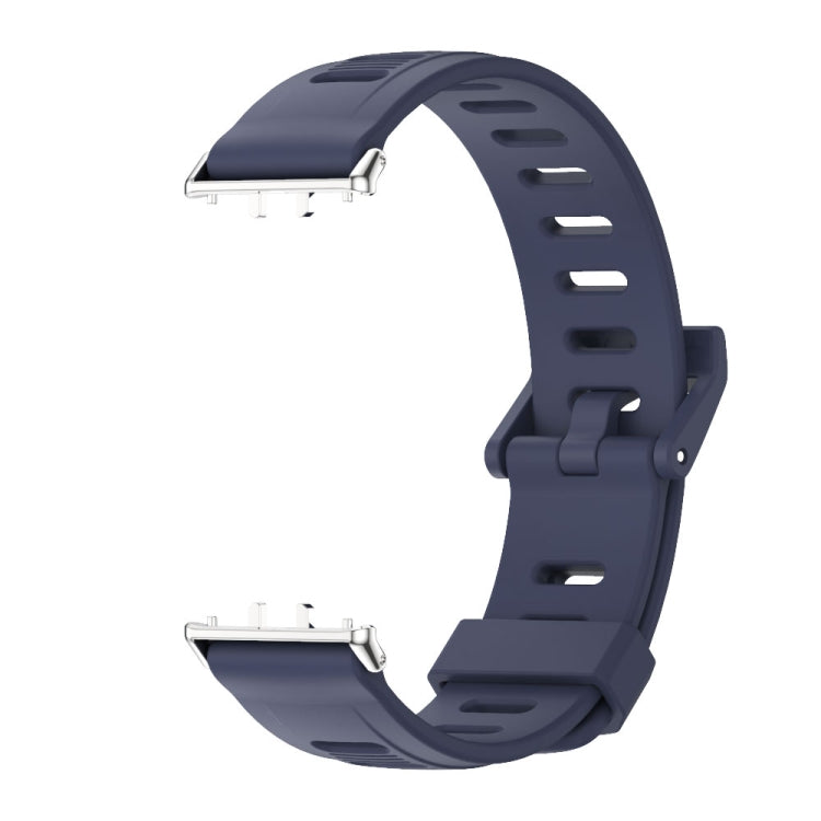 For Samsung Galaxy Fit 3 Mijobs Flat Hole Silicone Watch Band(Midnight Blue+Silver) - free shipping - PMc TechLife - Order now!