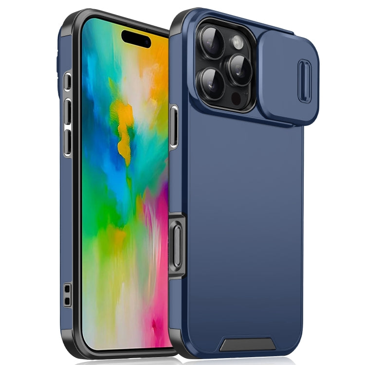 For iPhone 16 Pro Max Sliding Camshield TPU + PC Phone Case(Blue) - iPhone 16 Pro Max Cases by PMC TechLife | Online Shopping South Africa | PMC TechLife | Buy Now Pay Later Mobicred