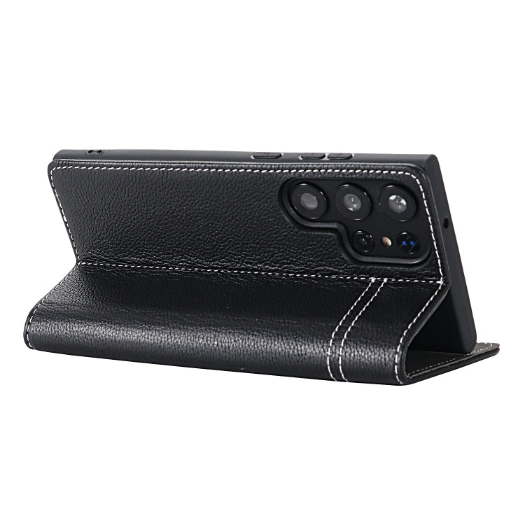 For Samsung Galaxy S24 Ultra 5G GEBEI Top-grain Horizontal Flip Leather Phone Case(Black) - Galaxy S24 Ultra 5G Cases by GEBEI | Online Shopping South Africa | PMC Jewellery | Buy Now Pay Later Mobicred