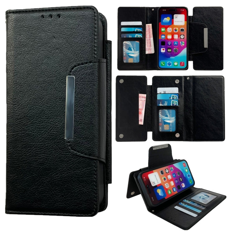 For iPhone 16 Pro Max Multifunctional 7-Cards Wallet Leather Phone Case(Black) - iPhone 16 Pro Max Cases by PMC Jewellery | Online Shopping South Africa | PMC Jewellery | Buy Now Pay Later Mobicred