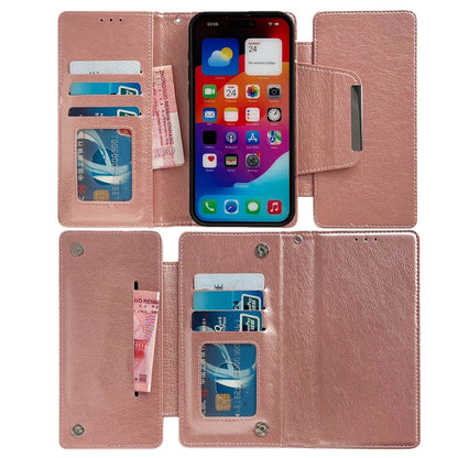 For iPhone 16 Pro Multifunctional Seven Cards Wallet Leather Phone Case(Rose Gold) - iPhone 16 Pro Cases by PMC Jewellery | Online Shopping South Africa | PMC Jewellery | Buy Now Pay Later Mobicred