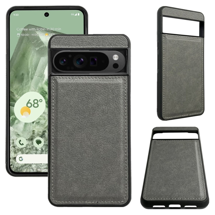 For Google Pixel 9 Pro XL Cowhide Texture Back Cover Phone Case(Grey) - Google Cases by PMC Jewellery | Online Shopping South Africa | PMC Jewellery | Buy Now Pay Later Mobicred