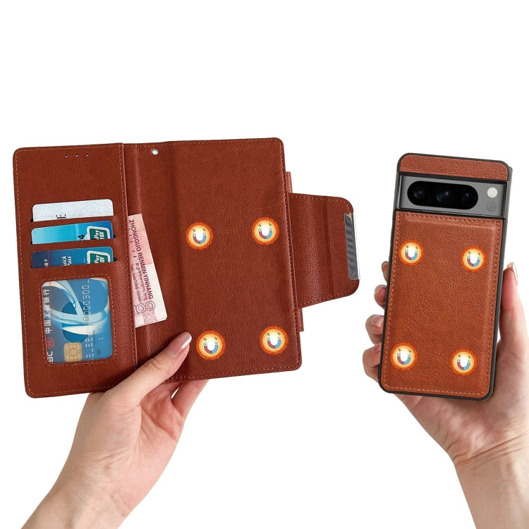 For Google Pixel 8 Pro Multifunctional 7-Card Wallet Leather Phone Case(Brown) - free shipping - PMC TechLife - Order now!