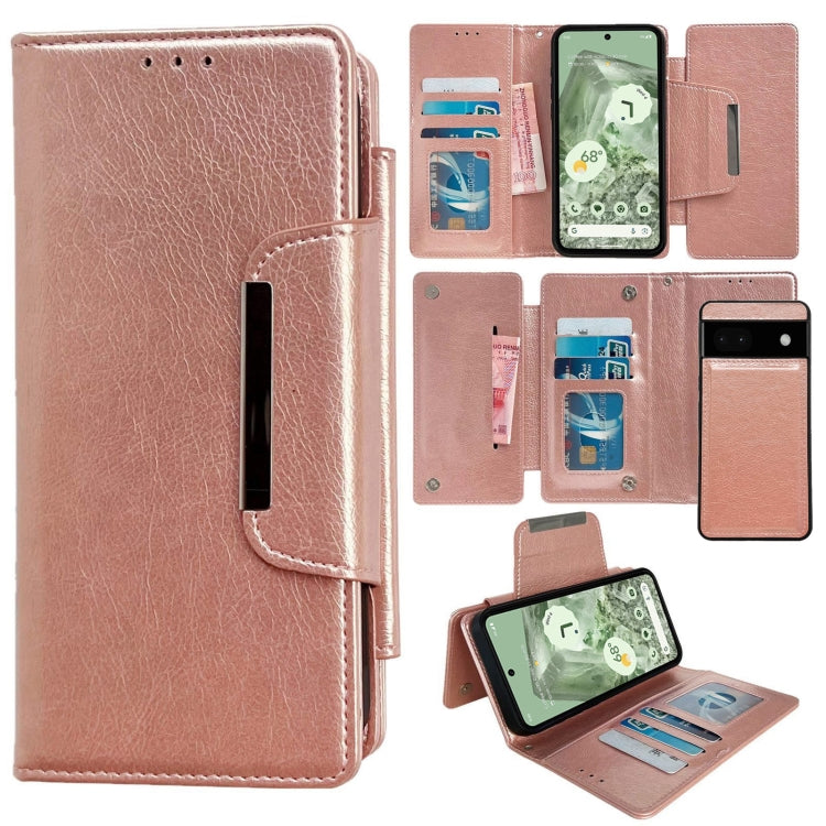 For Google Pixel 6 Multifunctional 7-Card Wallet Leather Phone Case(Rose Gold) - Google Cases by PMC TechLife | Online Shopping South Africa | PMC TechLife | Buy Now Pay Later Mobicred