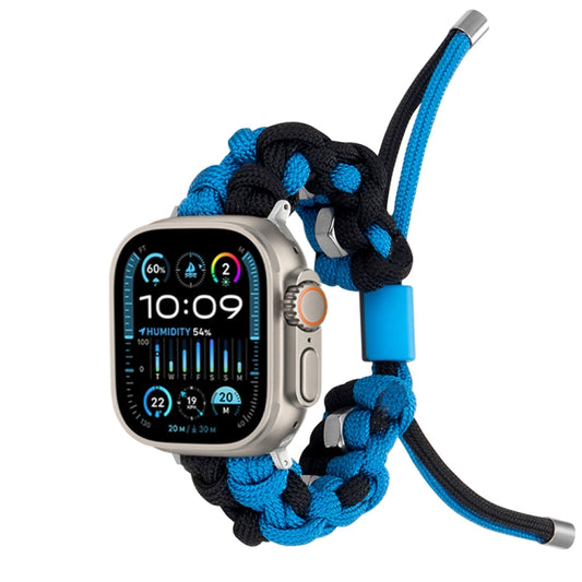 For Apple Watch Ultra 2 49mm Screw Nut Dual-Color Braided Paracord Watch Band(Black Blue) - Watch Bands by PMC Jewellery | Online Shopping South Africa | PMC Jewellery | Buy Now Pay Later Mobicred