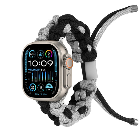 For Apple Watch Ultra 2 49mm Screw Nut Dual-Color Braided Paracord Watch Band(Black Grey) - Watch Bands by PMC Jewellery | Online Shopping South Africa | PMC Jewellery | Buy Now Pay Later Mobicred