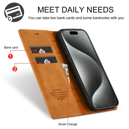 For iPhone 16 Pro LC.IMEEKE Strong Magnetism Microfiber Leather Phone Case(Brown) - iPhone 16 Pro Cases by LC.IMEEKE | Online Shopping South Africa | PMC Jewellery | Buy Now Pay Later Mobicred