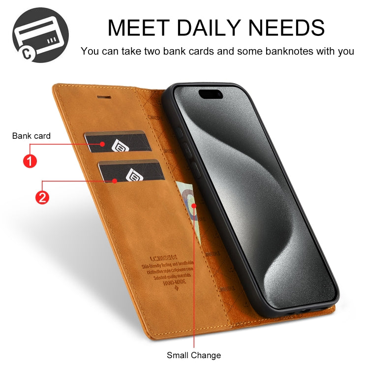 For iPhone 16 Pro Max LC.IMEEKE Strong Magnetism Microfiber Leather Phone Case(Brown) - iPhone 16 Pro Max Cases by LC.IMEEKE | Online Shopping South Africa | PMC Jewellery | Buy Now Pay Later Mobicred