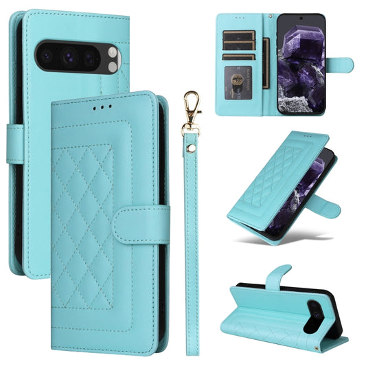 For Google Pixel 9 Pro Diamond Lattice Leather Flip Phone Case(Mint Green) - Google Cases by PMC Jewellery | Online Shopping South Africa | PMC Jewellery | Buy Now Pay Later Mobicred