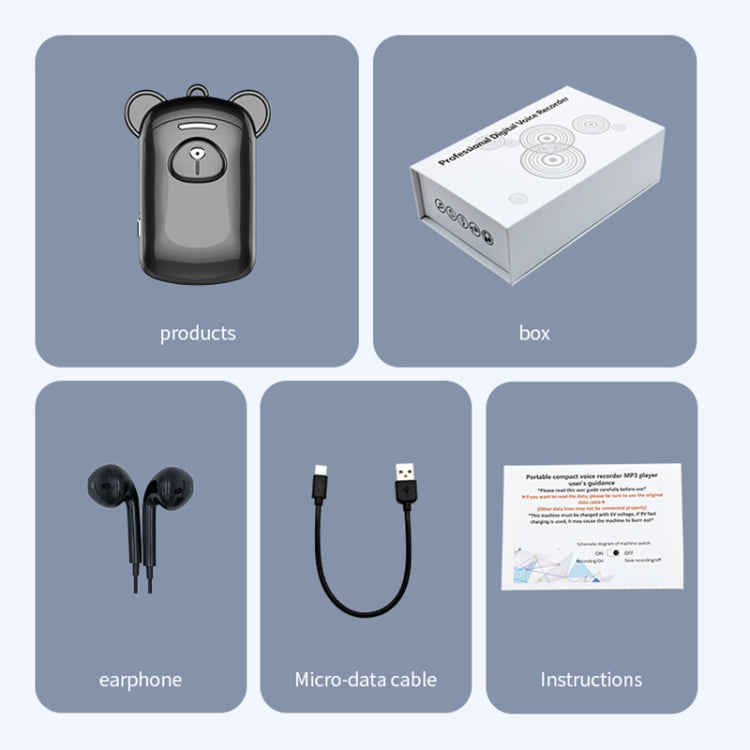 JNN Q6 Bear Smart Noise Cancelling Voice Recorder, Memory:32GB(Black) - Recording Pen by JNN | Online Shopping South Africa | PMC TechLife | Buy Now Pay Later Mobicred