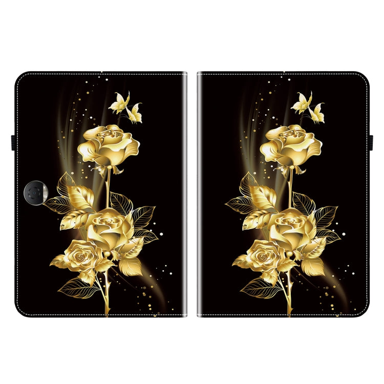 For Honor Pad 9 12.1 Crystal Texture Painted Leather Tablet Case(Gold Butterfly Rose) - Honor by PMC TechLife | Online Shopping South Africa | PMC TechLife | Buy Now Pay Later Mobicred