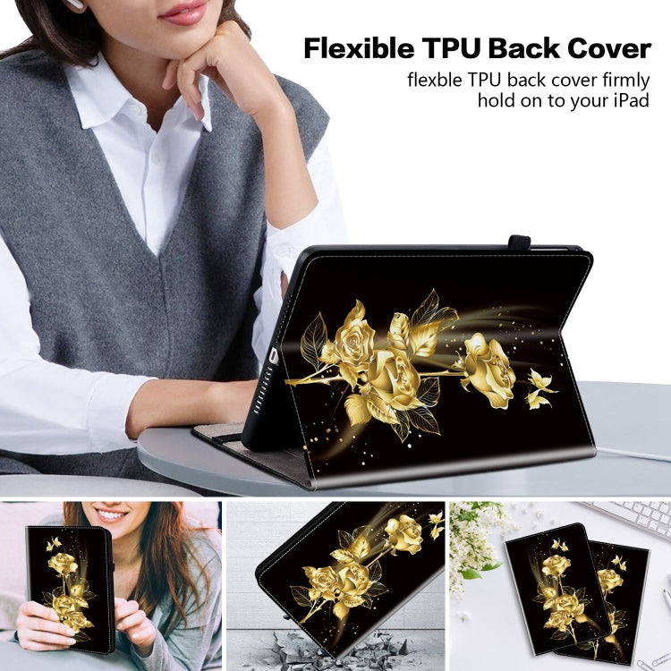 For Honor Pad 9 12.1 Crystal Texture Painted Leather Tablet Case(Gold Butterfly Rose) - Honor by PMC TechLife | Online Shopping South Africa | PMC TechLife | Buy Now Pay Later Mobicred