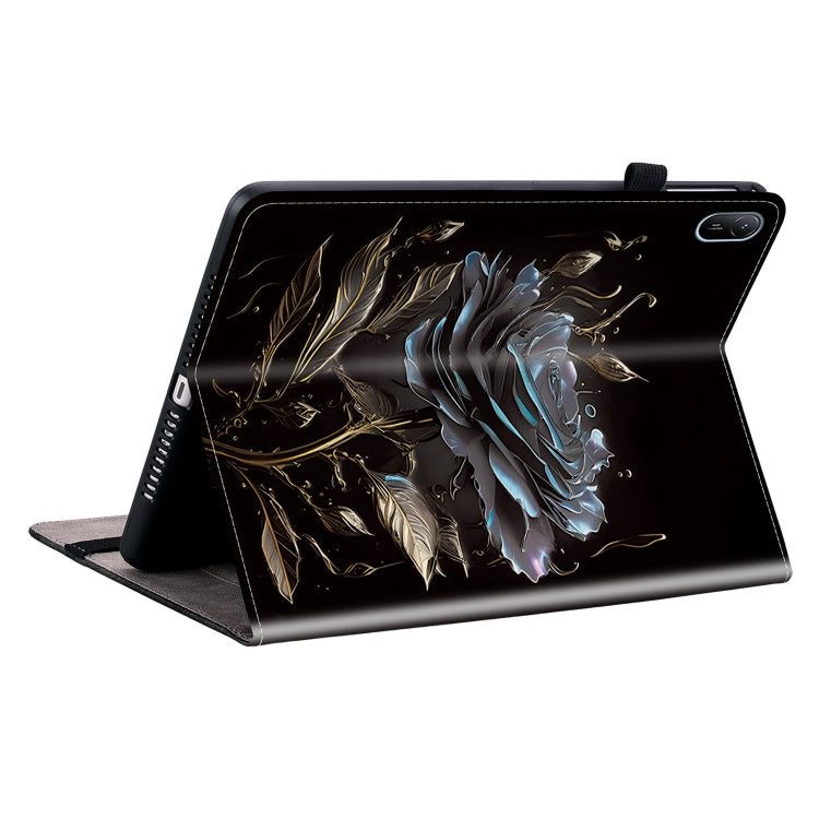 For Huawei MatePad SE 11 2024 Crystal Texture Painted Leather Smart Tablet Case(Black Rose) - Huawei by PMC TechLife | Online Shopping South Africa | PMC TechLife | Buy Now Pay Later Mobicred
