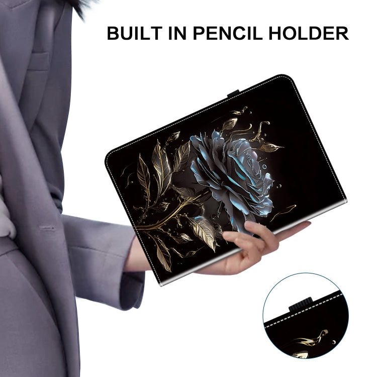 For OPPO Pad Air Crystal Texture Painted Leather Tablet Case(Black Rose) - OPPO by PMC TechLife | Online Shopping South Africa | PMC TechLife | Buy Now Pay Later Mobicred