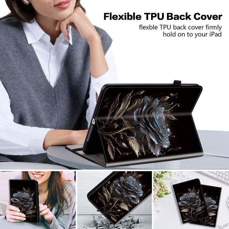 For OPPO Pad Air Crystal Texture Painted Leather Tablet Case(Black Rose) - OPPO by PMC TechLife | Online Shopping South Africa | PMC TechLife | Buy Now Pay Later Mobicred