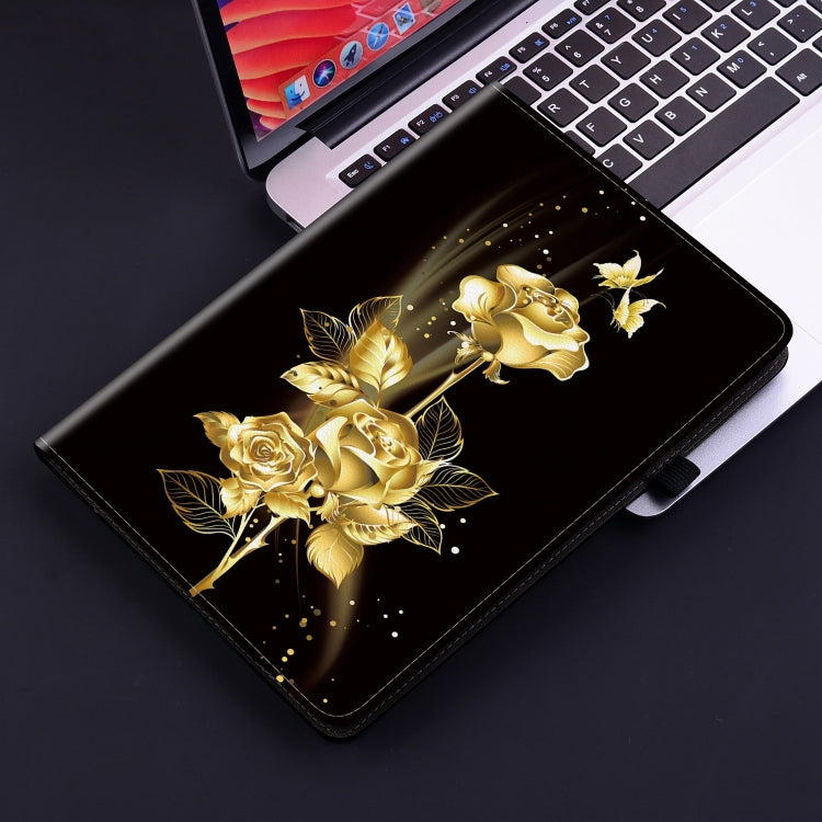 For Amazon Fire Max 11 Crystal Texture Painted Leather Tablet Case(Gold Butterfly Rose) - Amazon by PMC TechLife | Online Shopping South Africa | PMC TechLife | Buy Now Pay Later Mobicred