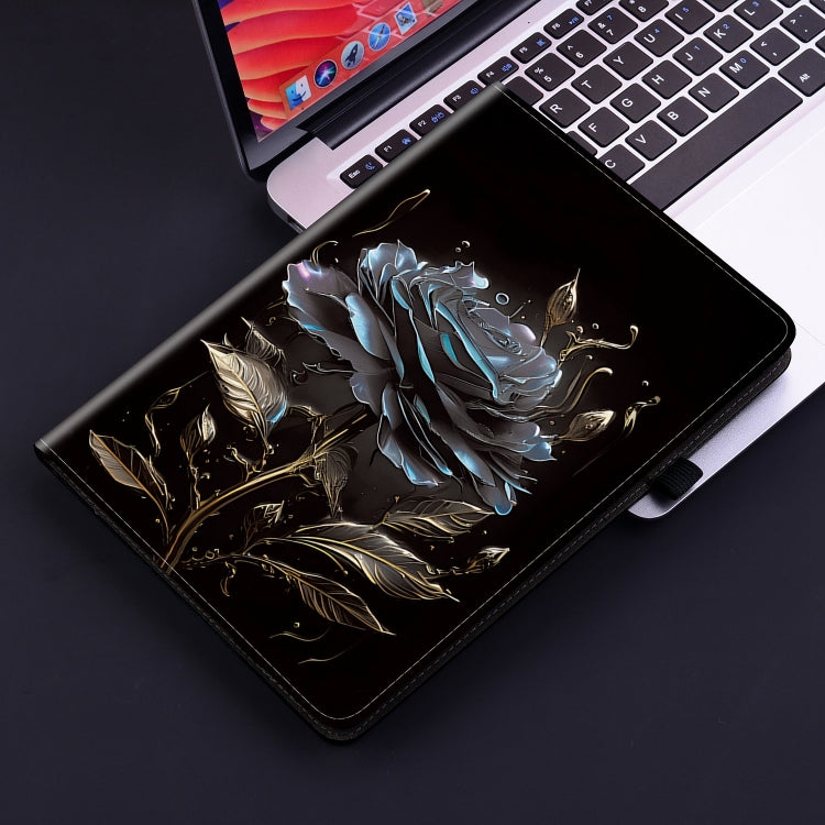 For Amazon Fire HD10 2023 Crystal Texture Painted Leather Tablet Case(Black Rose) - Amazon by PMC TechLife | Online Shopping South Africa | PMC TechLife | Buy Now Pay Later Mobicred