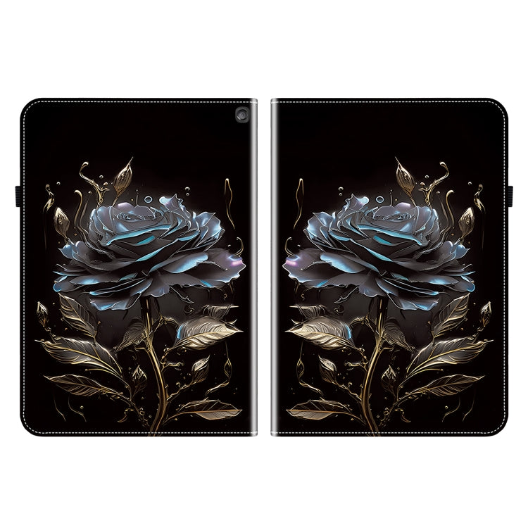 For Amazon Fire HD10 2023 Crystal Texture Painted Leather Tablet Case(Black Rose) - Amazon by PMC TechLife | Online Shopping South Africa | PMC TechLife | Buy Now Pay Later Mobicred