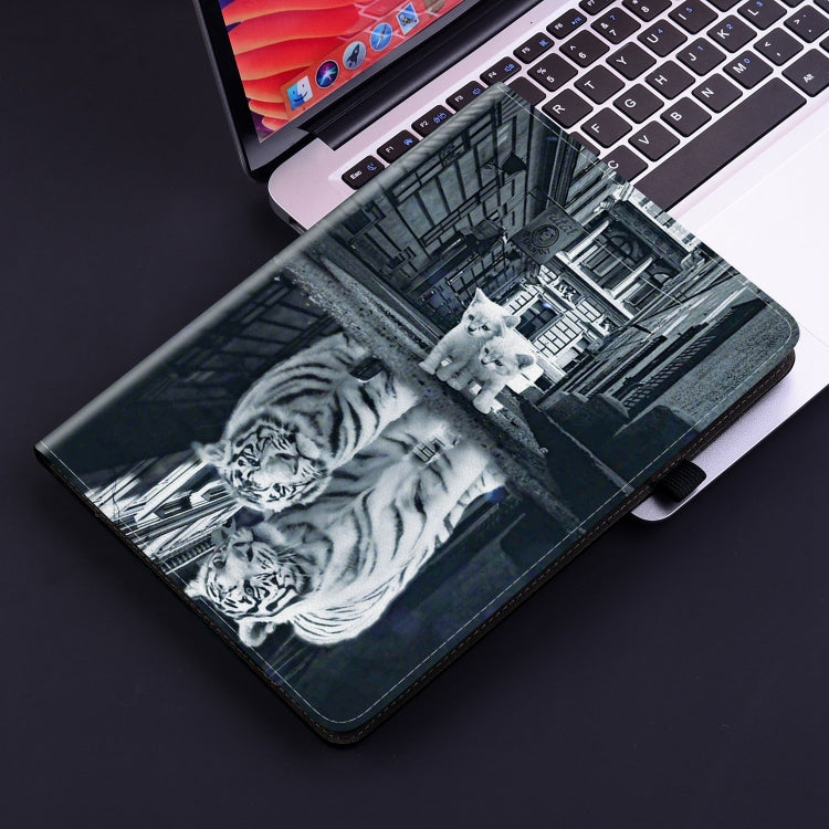For Amazon Fire HD10 2023 Crystal Texture Painted Leather Tablet Case(Cat Reflection Tiger) - Amazon by PMC TechLife | Online Shopping South Africa | PMC TechLife | Buy Now Pay Later Mobicred