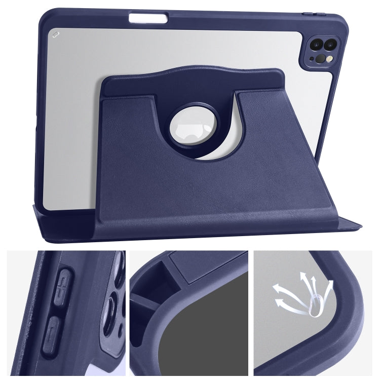 For iPad Pro 11 2024 Acrylic 360 Degree Rotation Holder Leather Tablet Case(Dark Blue) - iPad Pro 11 2024 Cases by PMC Jewellery | Online Shopping South Africa | PMC Jewellery | Buy Now Pay Later Mobicred