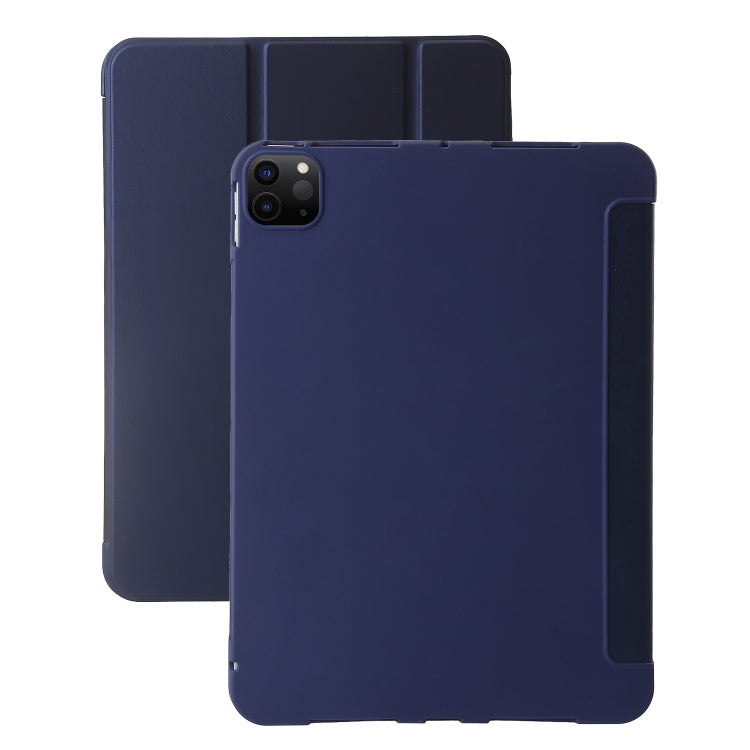 For iPad Pro 11 2024 Three-fold Holder Flip Tablet Leather Case(Dark Blue) - iPad Pro 11 2024 Cases by PMC Jewellery | Online Shopping South Africa | PMC Jewellery | Buy Now Pay Later Mobicred