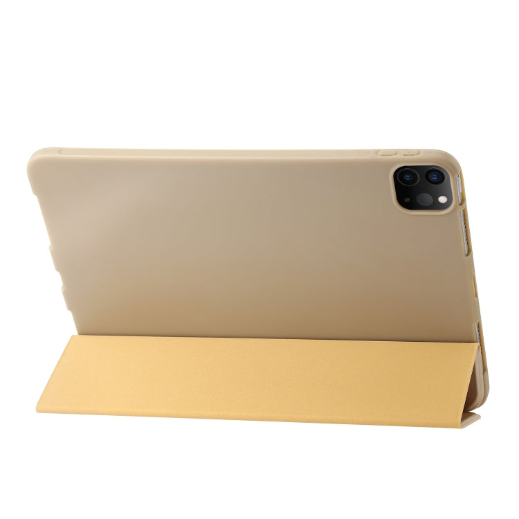 For iPad Pro 11 2024 Three-fold Holder Flip Tablet Leather Case(Gold) - iPad Pro 11 2024 Cases by PMC Jewellery | Online Shopping South Africa | PMC Jewellery | Buy Now Pay Later Mobicred