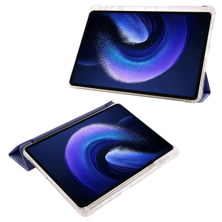 For iPad Pro 13 2024 3-fold Clear TPU Smart Leather Tablet Case with Pen Slot(Dark Blue) - iPad Pro 13 2024 Cases by PMC Jewellery | Online Shopping South Africa | PMC Jewellery | Buy Now Pay Later Mobicred