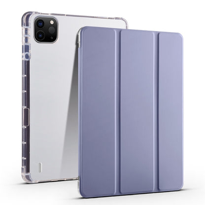For iPad Pro 13 2024 3-fold Clear TPU Smart Leather Tablet Case with Pen Slot(Lavender Purple) - iPad Pro 13 2024 Cases by PMC Jewellery | Online Shopping South Africa | PMC Jewellery | Buy Now Pay Later Mobicred