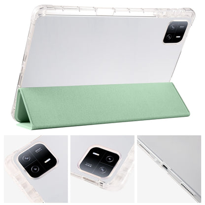 For iPad Pro 11 2024 3-fold Clear TPU Smart Leather Tablet Case with Pen Slot(Green) - iPad Pro 11 2024 Cases by PMC Jewellery | Online Shopping South Africa | PMC Jewellery | Buy Now Pay Later Mobicred