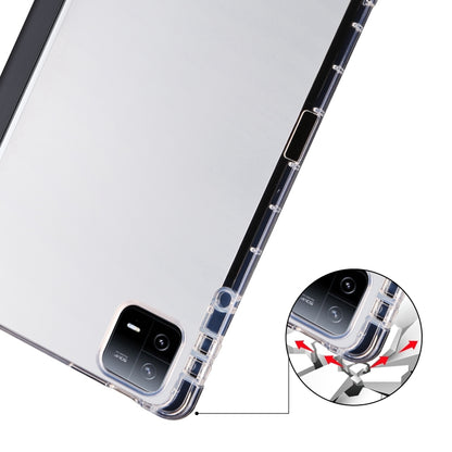 For iPad Air 13 2024 3-fold Clear TPU Smart Leather Tablet Case with Pen Slot(Black) - iPad Air 13 2024 Cases by PMC Jewellery | Online Shopping South Africa | PMC Jewellery | Buy Now Pay Later Mobicred