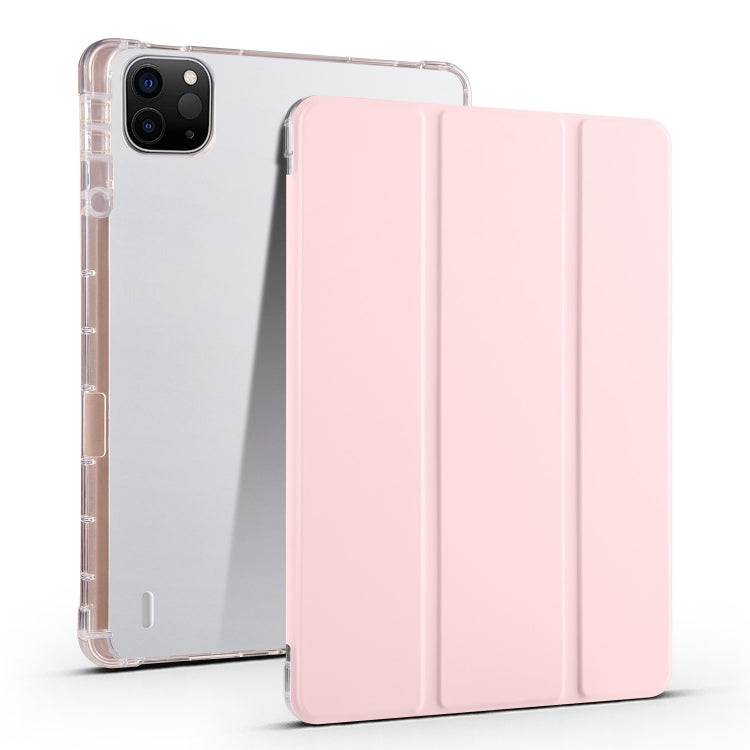 For iPad Air 13 2025 / 2024 3-fold Clear TPU Smart Leather Tablet Case with Pen Slot(Sand Pink) - iPad Air 13 2025 / 2024 Cases by PMC Jewellery | Online Shopping South Africa | PMC Jewellery | Buy Now Pay Later Mobicred