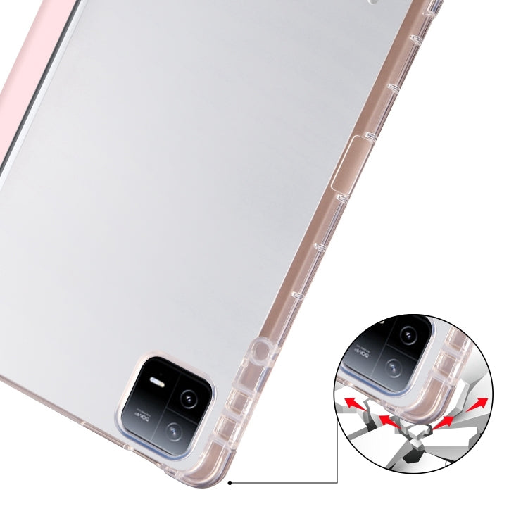 For iPad Air 13 2025 / 2024 3-fold Clear TPU Smart Leather Tablet Case with Pen Slot(Sand Pink) - iPad Air 13 2025 / 2024 Cases by PMC Jewellery | Online Shopping South Africa | PMC Jewellery | Buy Now Pay Later Mobicred