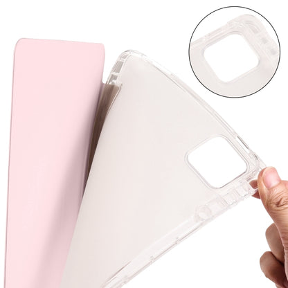 For iPad Air 13 2025 / 2024 3-fold Clear TPU Smart Leather Tablet Case with Pen Slot(Sand Pink) - iPad Air 13 2025 / 2024 Cases by PMC Jewellery | Online Shopping South Africa | PMC Jewellery | Buy Now Pay Later Mobicred