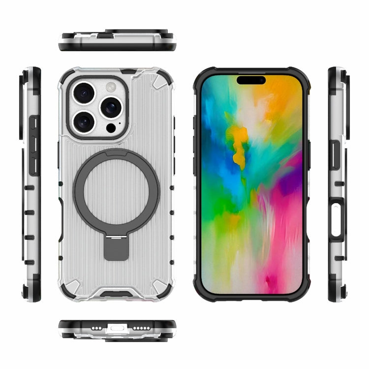 For iPhone 16 Pro Grating Holder Shockproof Phone Case(Transparent) - iPhone 16 Pro Cases by PMC Jewellery | Online Shopping South Africa | PMC Jewellery | Buy Now Pay Later Mobicred