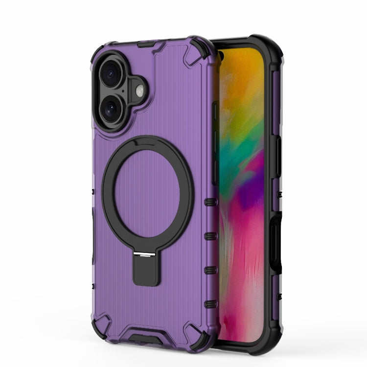 For iPhone 16 Grating Holder Shockproof Phone Case(Purple) - iPhone 16 Cases by PMC TechLife | Online Shopping South Africa | PMC TechLife | Buy Now Pay Later Mobicred