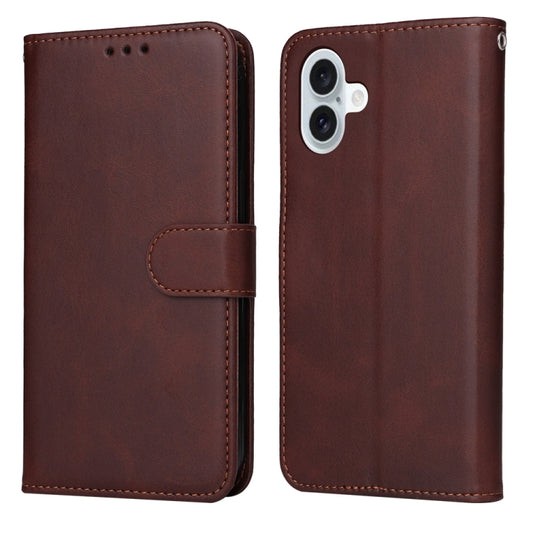 For iPhone 16 Plus Classic Calf Texture Flip Leather Phone Case(Brown) - iPhone 16 Plus Cases by PMC Jewellery | Online Shopping South Africa | PMC Jewellery | Buy Now Pay Later Mobicred