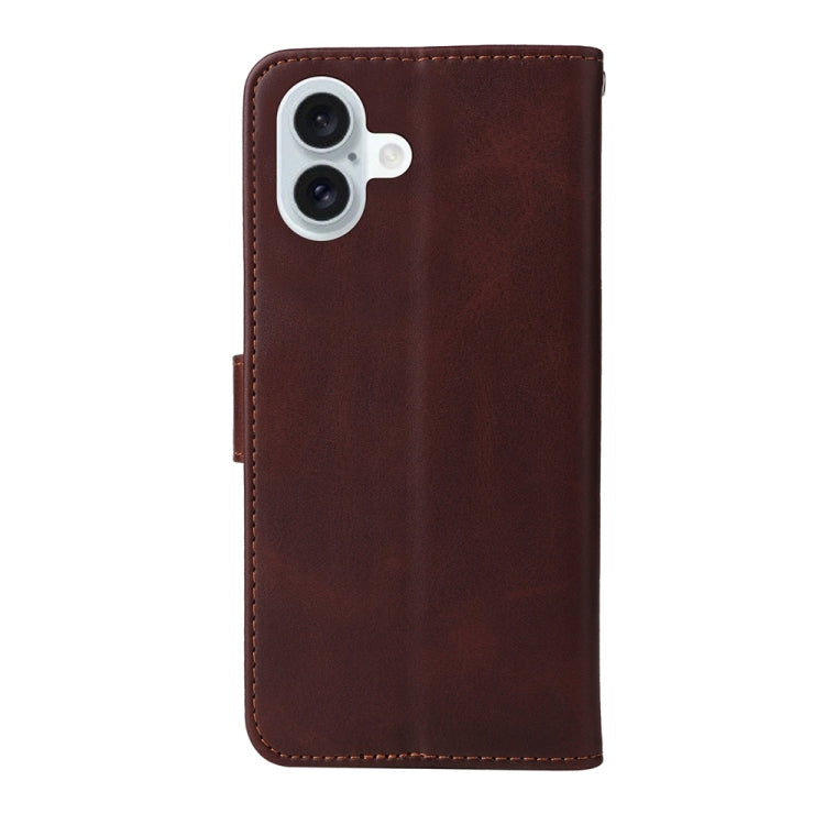 For iPhone 16 Plus Classic Calf Texture Flip Leather Phone Case(Brown) - iPhone 16 Plus Cases by PMC TechLife | Online Shopping South Africa | PMC TechLife | Buy Now Pay Later Mobicred