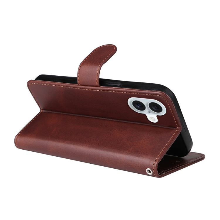 For iPhone 16 Plus Classic Calf Texture Flip Leather Phone Case(Brown) - iPhone 16 Plus Cases by PMC TechLife | Online Shopping South Africa | PMC TechLife | Buy Now Pay Later Mobicred