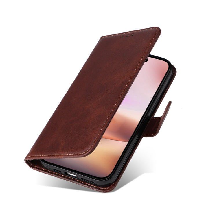 For iPhone 16 Plus Classic Calf Texture Flip Leather Phone Case(Brown) - iPhone 16 Plus Cases by PMC TechLife | Online Shopping South Africa | PMC TechLife | Buy Now Pay Later Mobicred