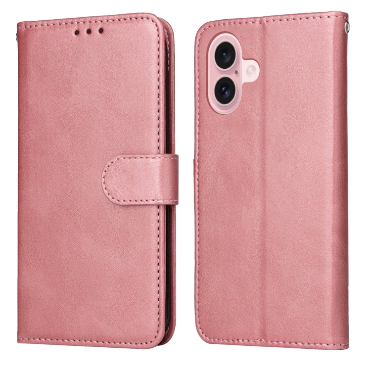 For iPhone 16 Classic Calf Texture Flip Leather Phone Case(Rose Gold) - iPhone 16 Cases by PMC TechLife | Online Shopping South Africa | PMC TechLife | Buy Now Pay Later Mobicred