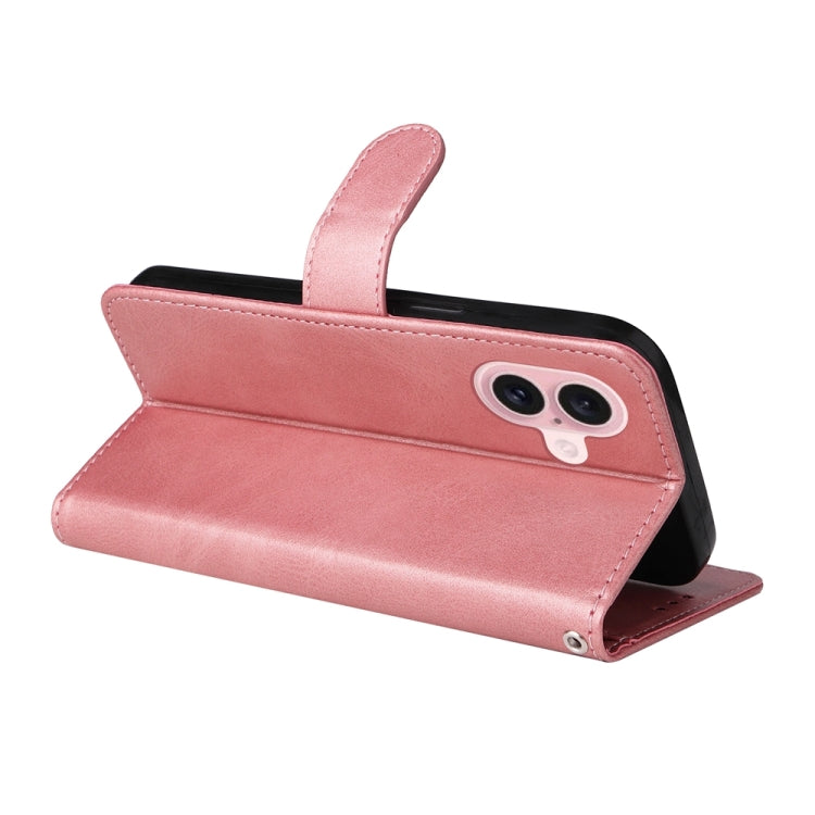 For iPhone 16 Classic Calf Texture Flip Leather Phone Case(Rose Gold) - iPhone 16 Cases by PMC TechLife | Online Shopping South Africa | PMC TechLife | Buy Now Pay Later Mobicred